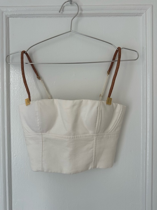 Vix Paula Hermanny Tops - NWT Cream Cropped Top with gold accents